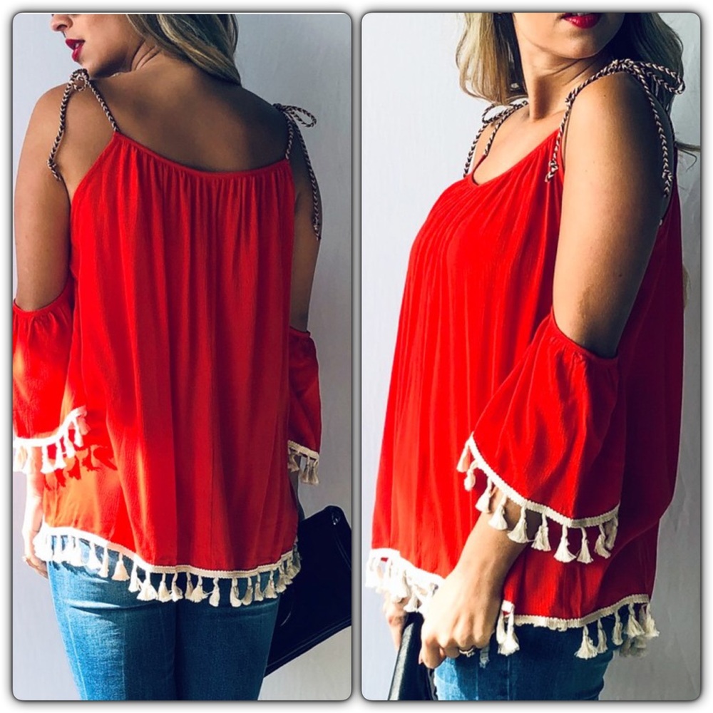 Red Tasseled Top - Picture 2 of 2